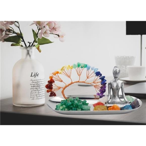 Meditation Accessories,Zen Spiritual Decor, 7 Chakra Crystal Tree Healing Stones - Picture 3 of 7